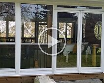 porch enclosure with two double doors